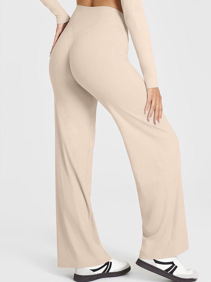 BUYCO Female Solid Color Casual Loose Flare High-rise Leggings