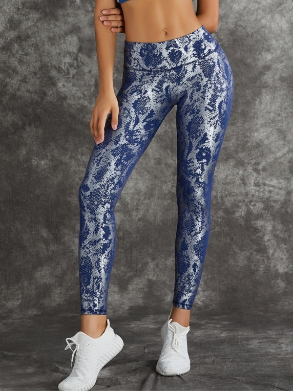 BUYCO Female High Waist Bronzed Snakeskin Leggings