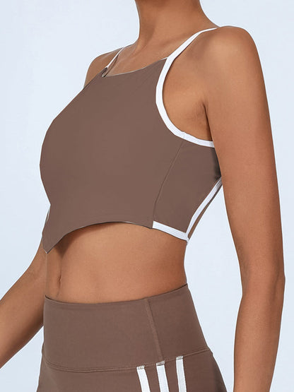 BUYCO Female Contrast Color Elastic Tight Quick Dry Hollow Out Backless Sports Bras