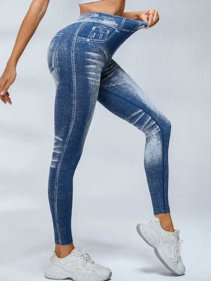 BUYCO Female Deep V Back Denim Ruched Back Leggings