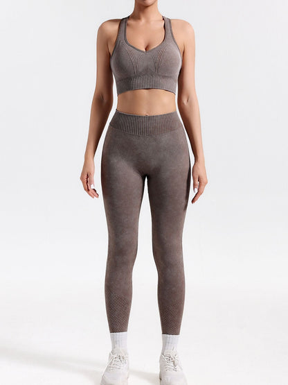 BUYCO Female Denim Hollow Out V-shaped Waist Elastic Tight Quick-dry Tracksuit