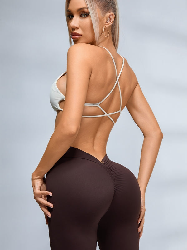 BUYCO Female Ruched Back Deep V Back Leggings