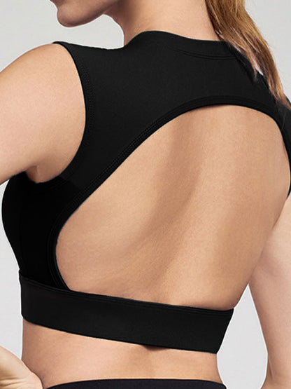 BUYCO Female Fitted Solid Color Backless with Pads Cropped Tank