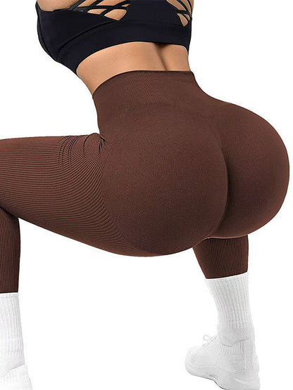 BUYCO Female Seamless Ribbed Solid Color Quick-dry Leggings
