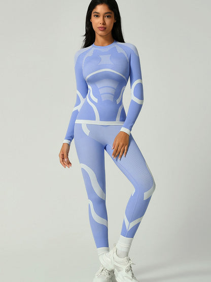 BUYCO Female Quick Dry Warm Contrast Color Elastic Tight Ski Tracksuit