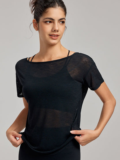 BUYCO Female Solid Color Breathable Smock Without Bras Short Sleeves