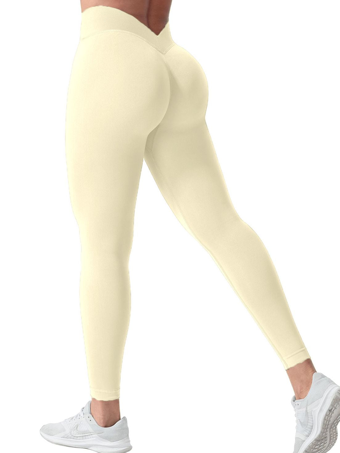 BUYCO Female Seamless Solid Color V-shaped Waist Leggings