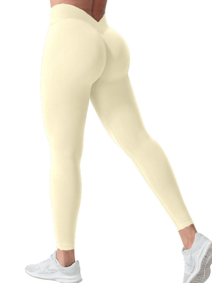 BUYCO Female Seamless Solid Color V-shaped Waist Leggings