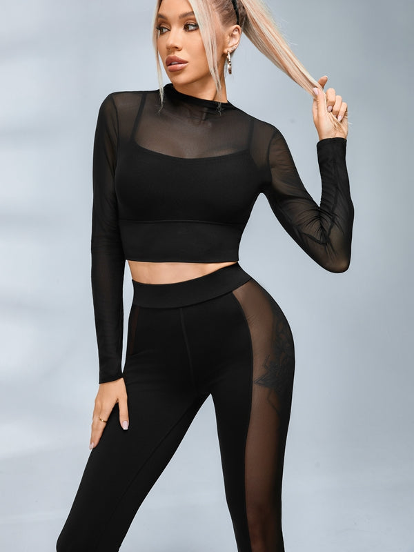 BUYCO Female Fitted Sheer Mesh Long Sleeves