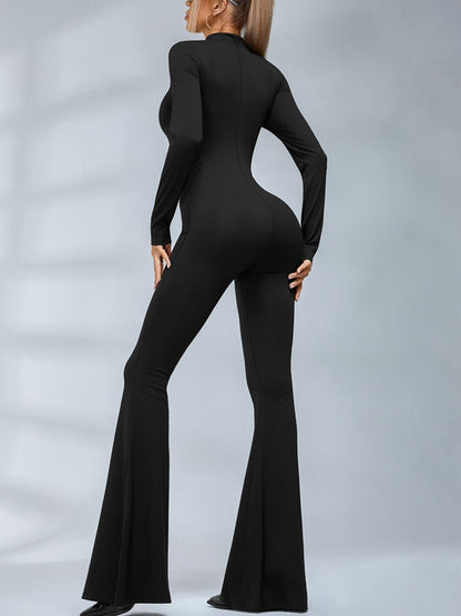 BUYCO Female Trendy Zipper Flare Body-fit Jumpsuit