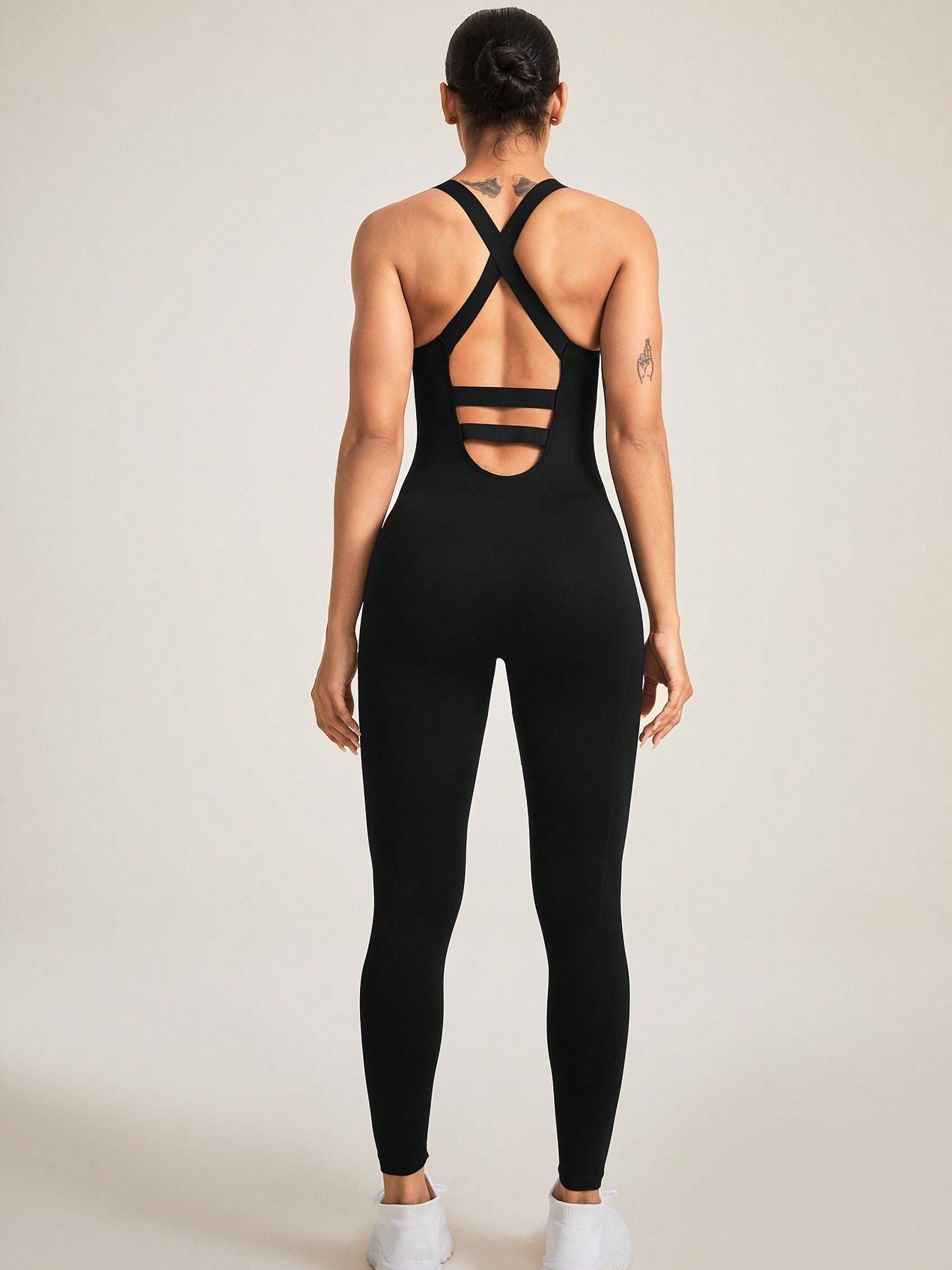 BUYCO Female Cross Back Hollow Out Quick Dry Jumpsuit