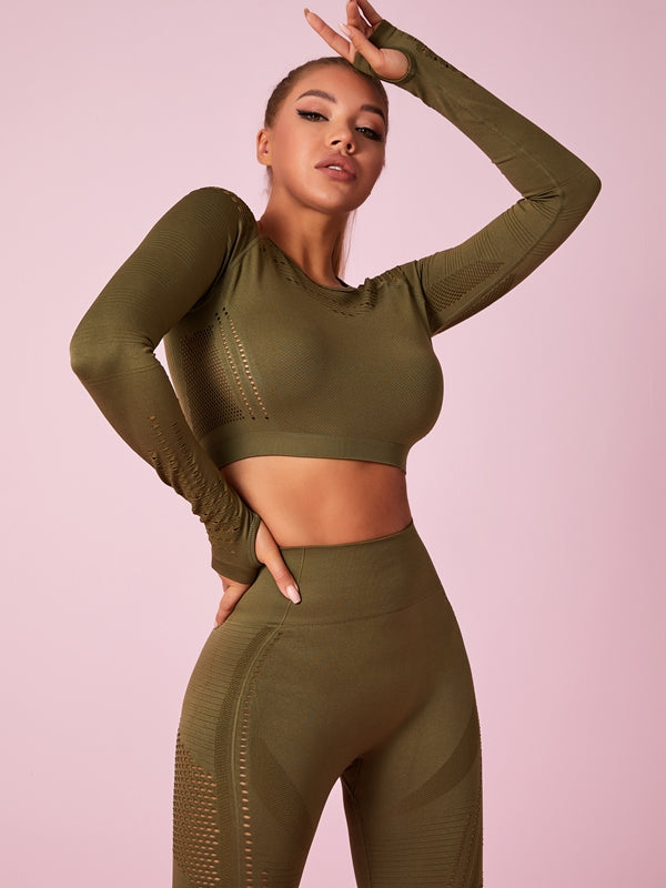 BUYCO Female Long Sleeve Knit Seamless Fitness Long Sleeves