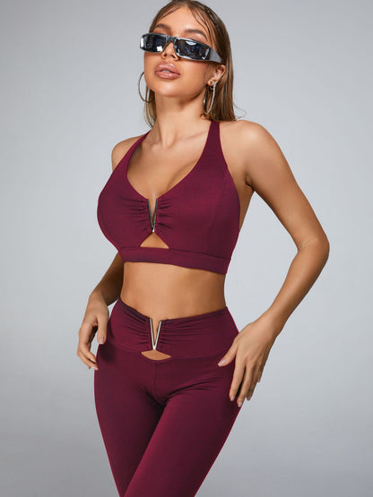 BUYCO Female Cutout V Shape Metal Sports Bras