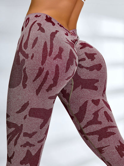 BUYCO Female Fitted Camouflage Deep V Back Ruched Back Leggings