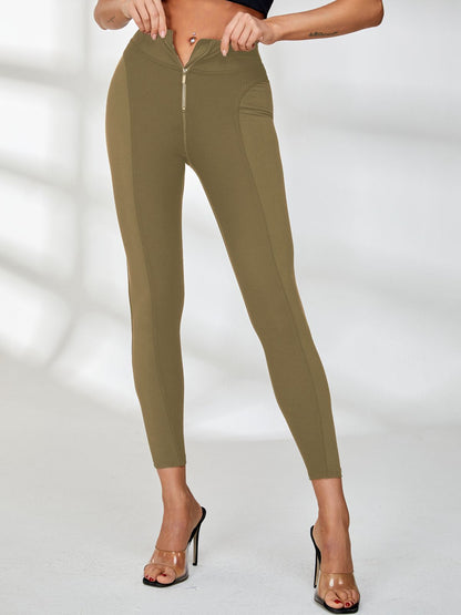 BUYCO Female Zipper Ribbed Leggings