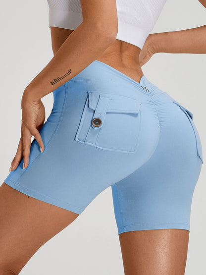 BUYCO Female Deep V Back Pocket Ruched Back Fit Shorts