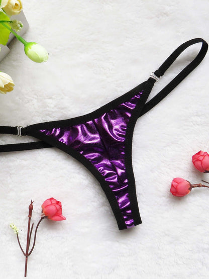 BUYCO Female PU Glossy T-back Panties