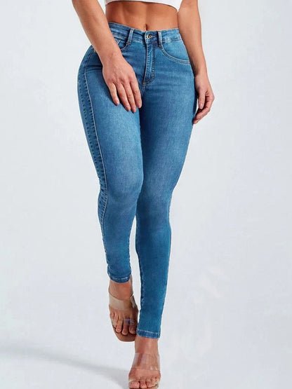 BUYCO Female Fitted Denim Elastic Tight Pocket Cargo Leggings