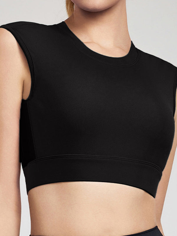 BUYCO Female Fitted Solid Color Backless with Pads Cropped Tank