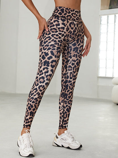 BUYCO Female Leopard Ruched Back U Collar BacklessTracksuit
