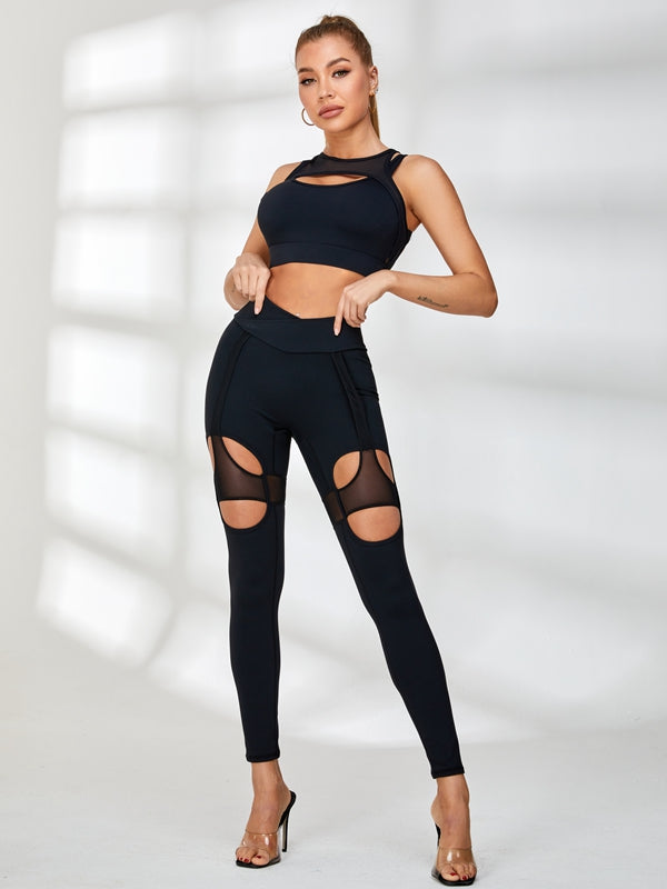 BUYCO Female Unique Cutout Mesh High-rise Leggings