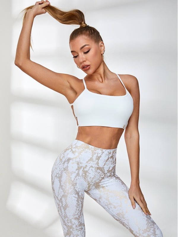 BUYCO Female Halter Beautify Back Bronzed Snakeskin Tracksuit