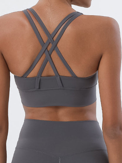 BUYCO Female U Collar Cross Back Quick Dry Seamless Sports Bras