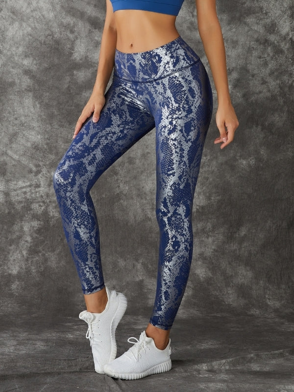 BUYCO Female High Waist Bronzed Snakeskin Leggings