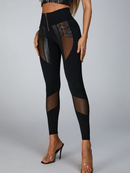 BUYCO Female “Stitching Fitted” Cutout Mesh Beading Tassel Corset Tracksuit