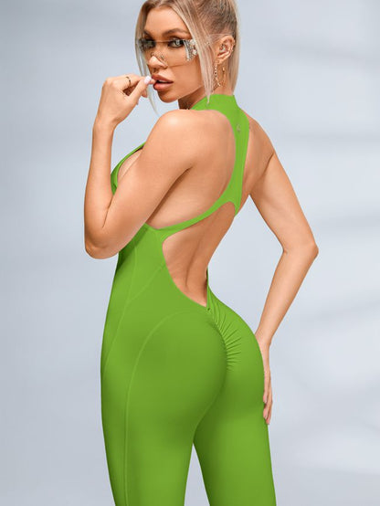 BUYCO Female Zipper Backless Ruched Back Jumpsuit
