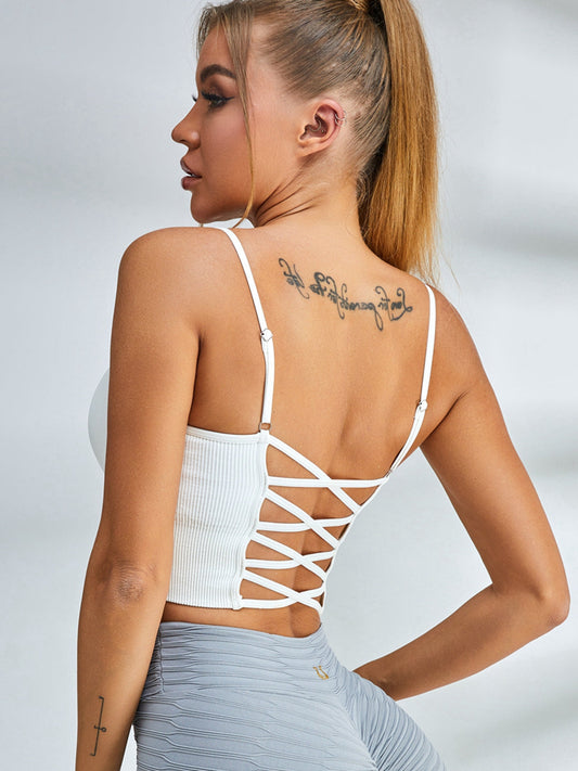 BUYCO Female Ribbed Cross Back Sports Bras