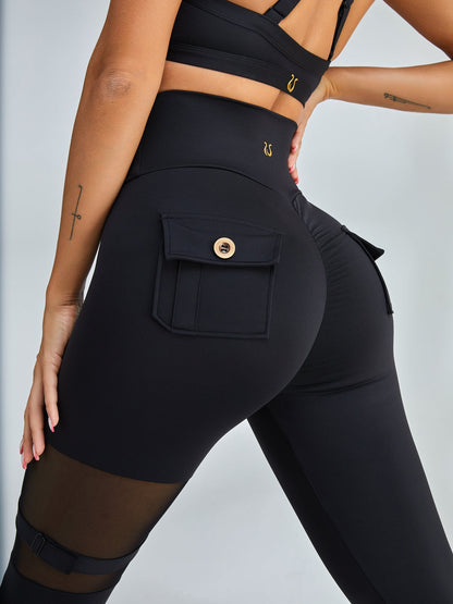 BUYCO Female Unique Cut Out Pocket Mesh Ruched Back Sportswear