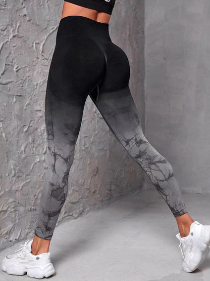 BUYCO Female New 22 Colors Modern Tie-dye Ruched Back Leggings