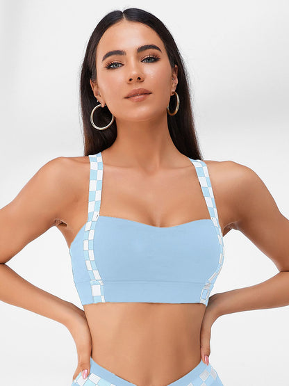 BUYCO Female Chessboard Cross Back Sports Bras