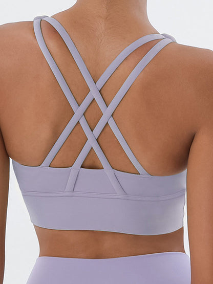 BUYCO Female U Collar Cross Back Quick Dry Seamless Sports Bras