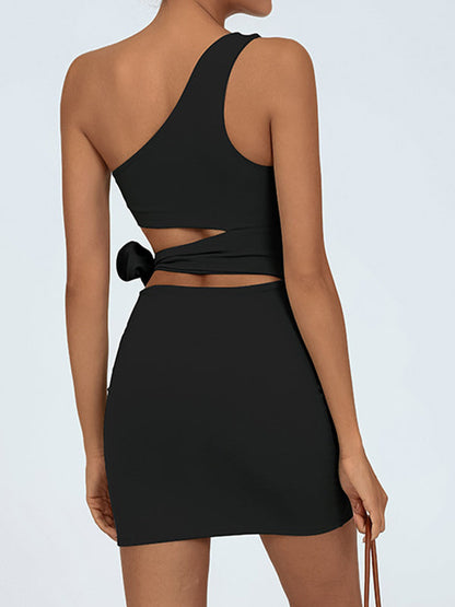 BUYCO Female Solid Color Tailoring Hollow Out Quick-dry Dress