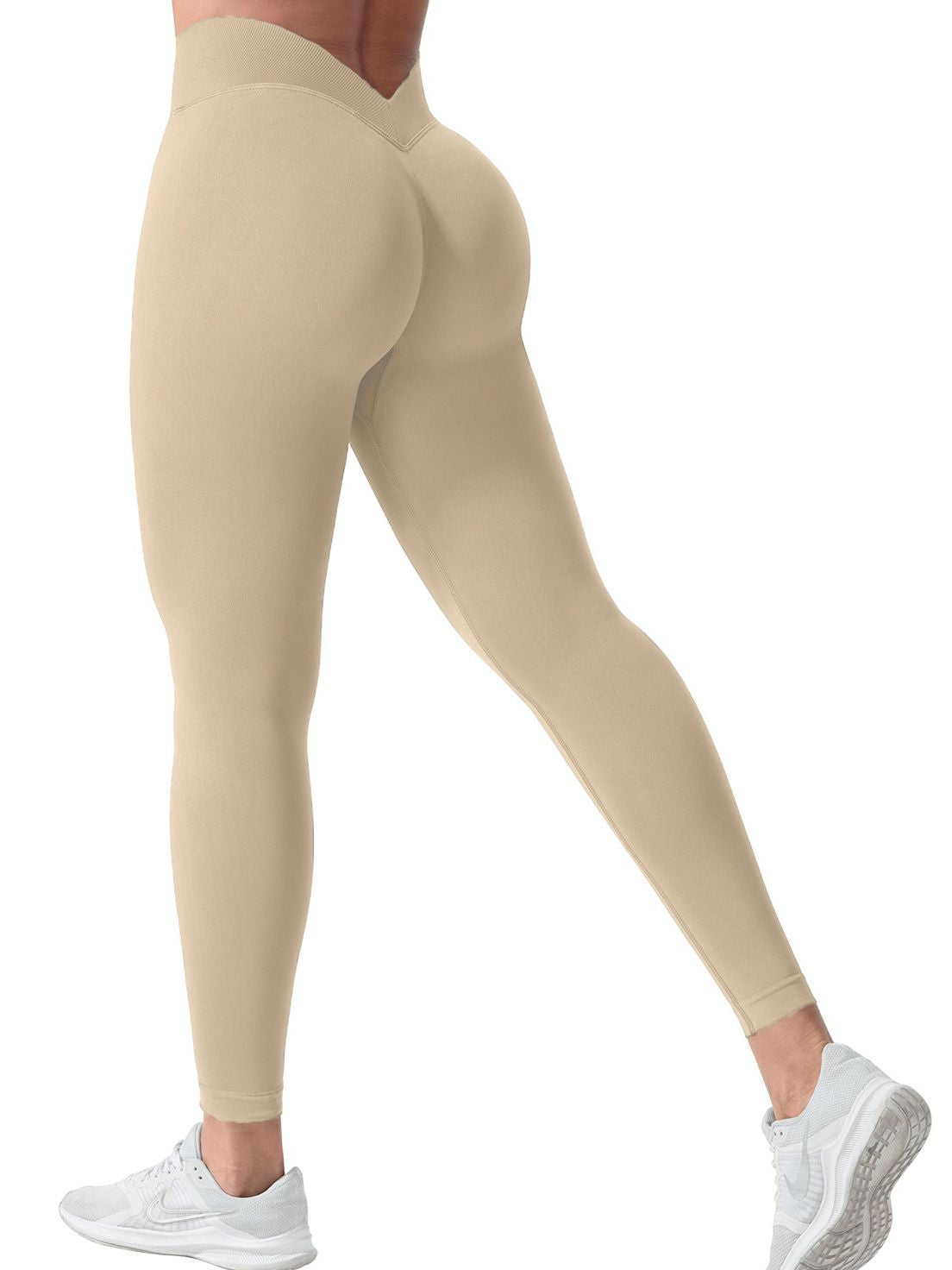BUYCO Female Seamless Solid Color V-shaped Waist Leggings