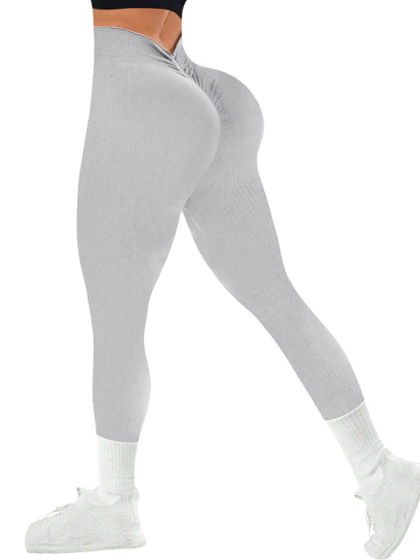 BUYCO Female Deep V Seamless Quick Dry High-waisted Ruched Back Leggings
