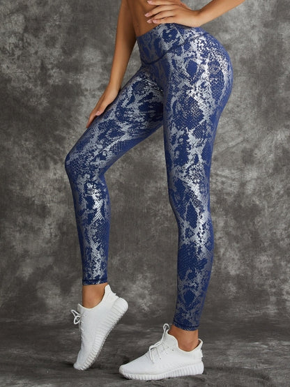 BUYCO Female High Waist Bronzed Snakeskin Leggings