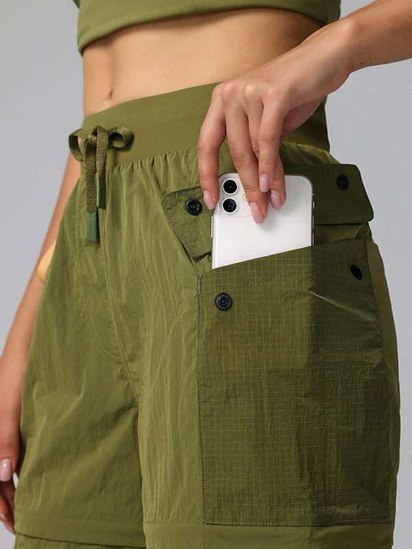 BUYCO Female Drawstring Pocket Casual Cargo 2 in 1 Design Pants