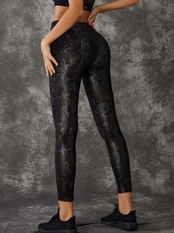 BUYCO Female PU Faux Leather Leopard Print Leggings