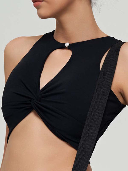 BUYCO Female Twist Hollow Out Solid Color Tank