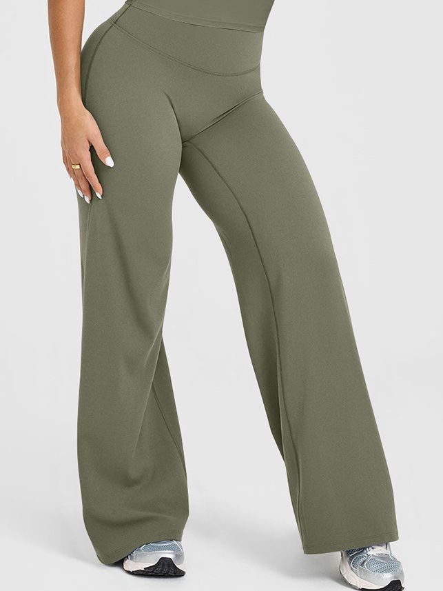 BUYCO Female Solid Color Casual Loose Flare High-rise Leggings