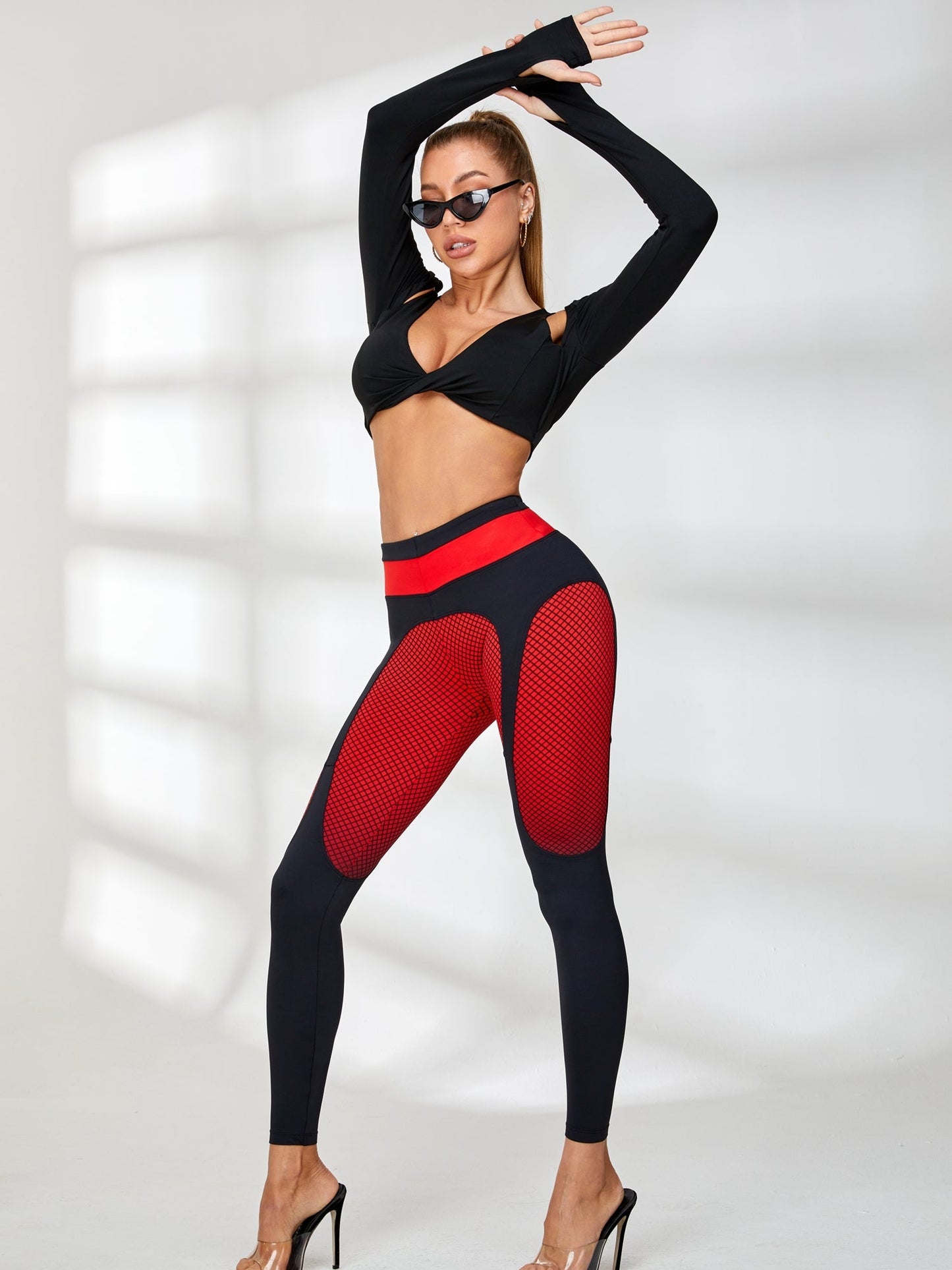 BUYCO Female Pop Style Contrast Color Unique Twist With Pads Tracksuit