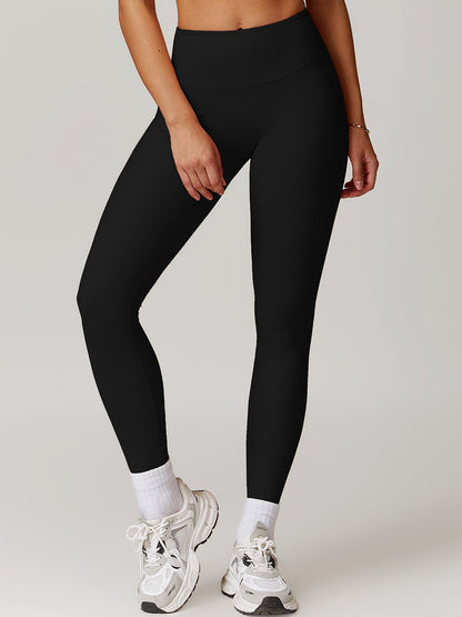 BUYCO Female Ribbed High-waisted Hip-lift Quick Dry Elastic Tight Leggings