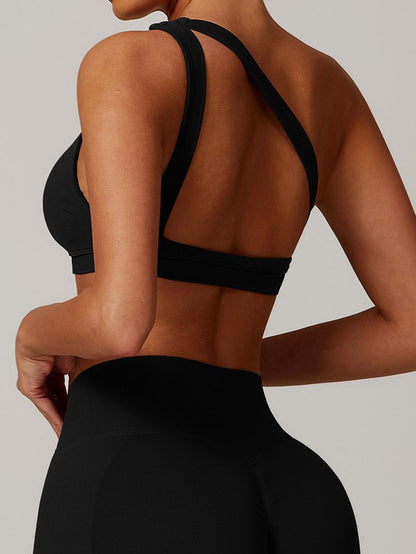 BUYCO Female Solid Color Tailoring Hollow Out Backless Sports Bras