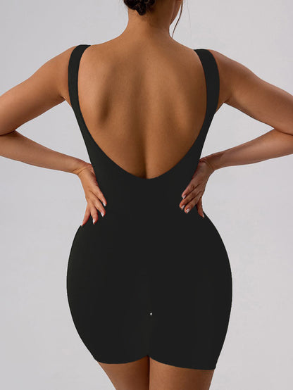 BUYCO Female Hollow Out U Back High-Support Ruched Back Romper