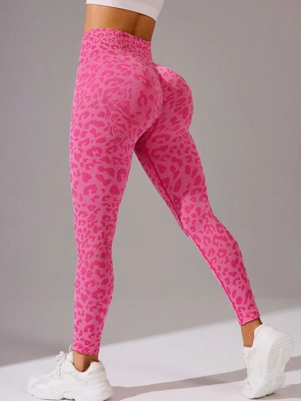 BUYCO Female Leopard Print Elastic Tight Ruched Back Leggings