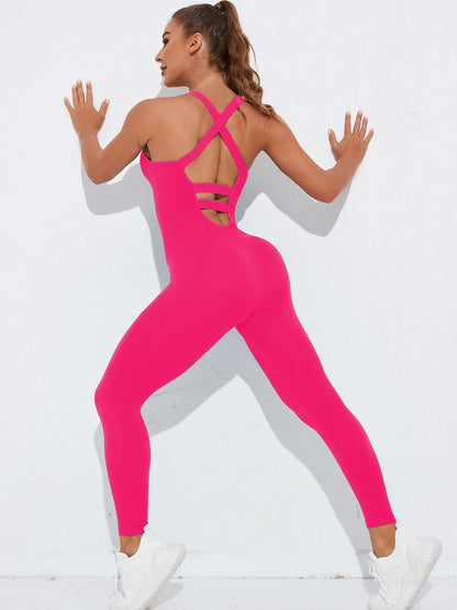 BUYCO Female Cross Back Hollow Out Quick Dry Jumpsuit