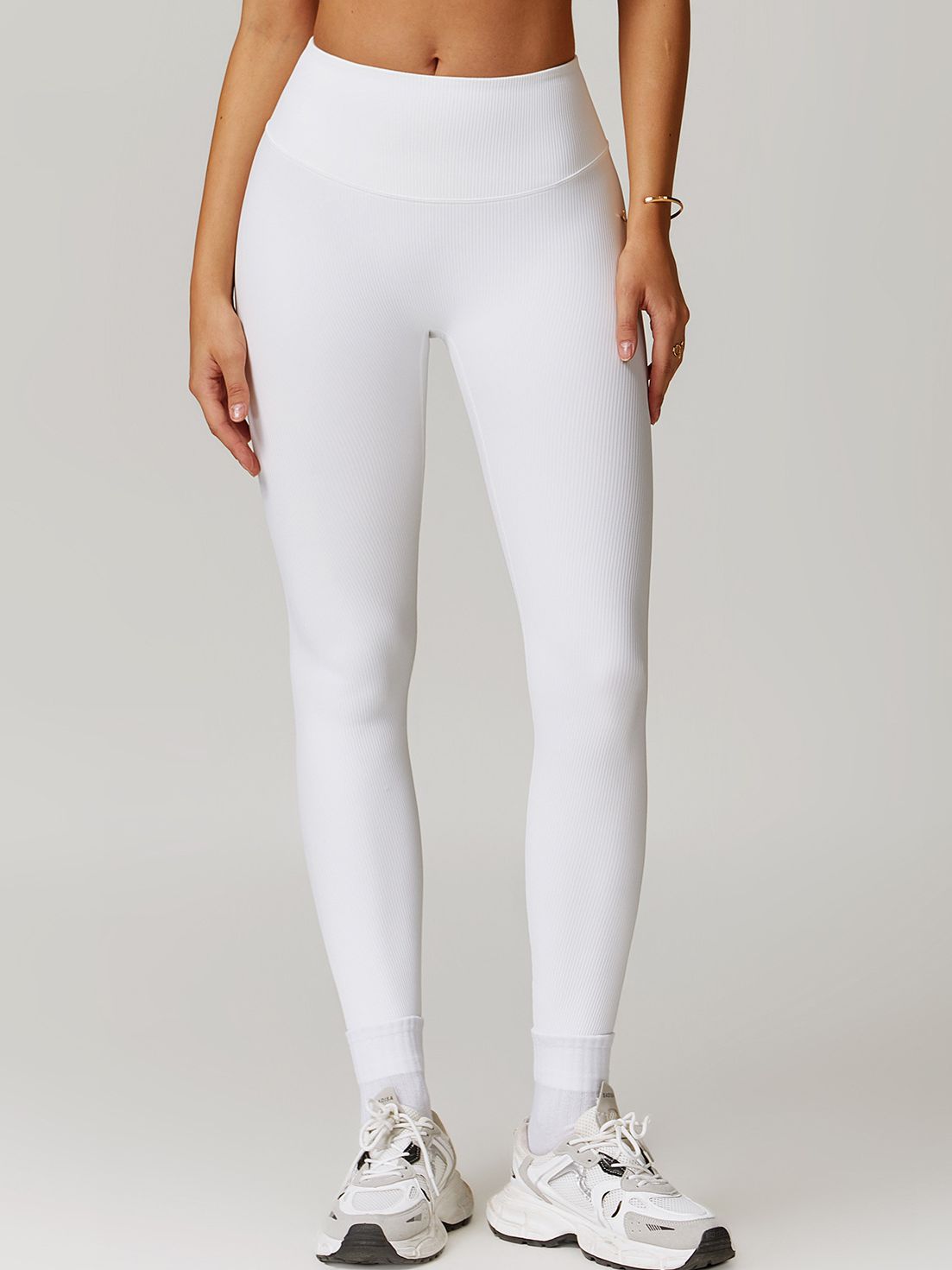 BUYCO Female Ribbed High-waisted Hip-lift Quick Dry Elastic Tight Leggings